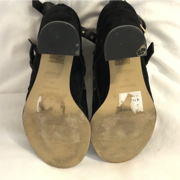 Topshop Suede Moto Strappy Buckle Booties - Picture 7 of 9